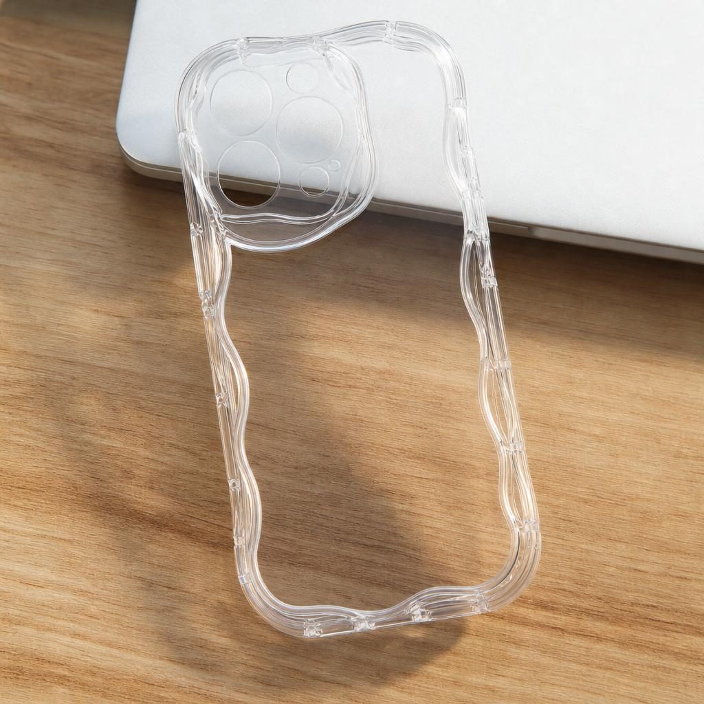 Husă iPhone 14 Pro, transparentă, cu margini ondulate, transparent