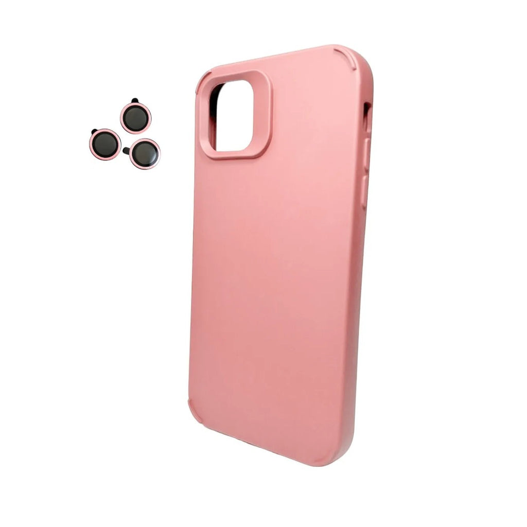 Husă iPhone 14, silicon, cu protecție fosforescentă pentru camere, roz