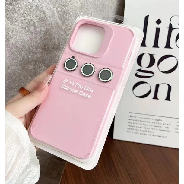 Husă iPhone 14, silicon, cu protecție fosforescentă pentru camere, roz