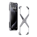 Husă iPhone 15, din aluminiu, cu ramă în X, gri