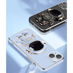 Husă iPhone 15 Plus, antișoc, cu suport în formă de astronaut, albastru