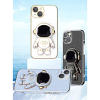 Husă iPhone 15 Plus, antișoc, cu suport în formă de astronaut, albastru