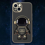Husă iPhone 15 Plus, antișoc, cu suport în formă de astronaut, negru