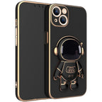 Husă iPhone 15 Plus, antișoc, cu suport în formă de astronaut, negru