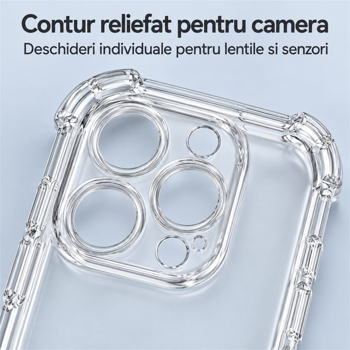Husă iPhone 15 Pro, antișoc, transparentă, cu colțuri întărite, transparent
