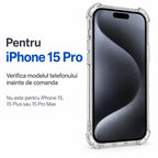 Husă iPhone 15 Pro, antișoc, transparentă, cu colțuri întărite, transparent