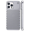 Husă iPhone 15 Pro, din aluminiu, perforată, argintiu