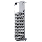 Husă iPhone 15 Pro, din aluminiu, perforată, argintiu