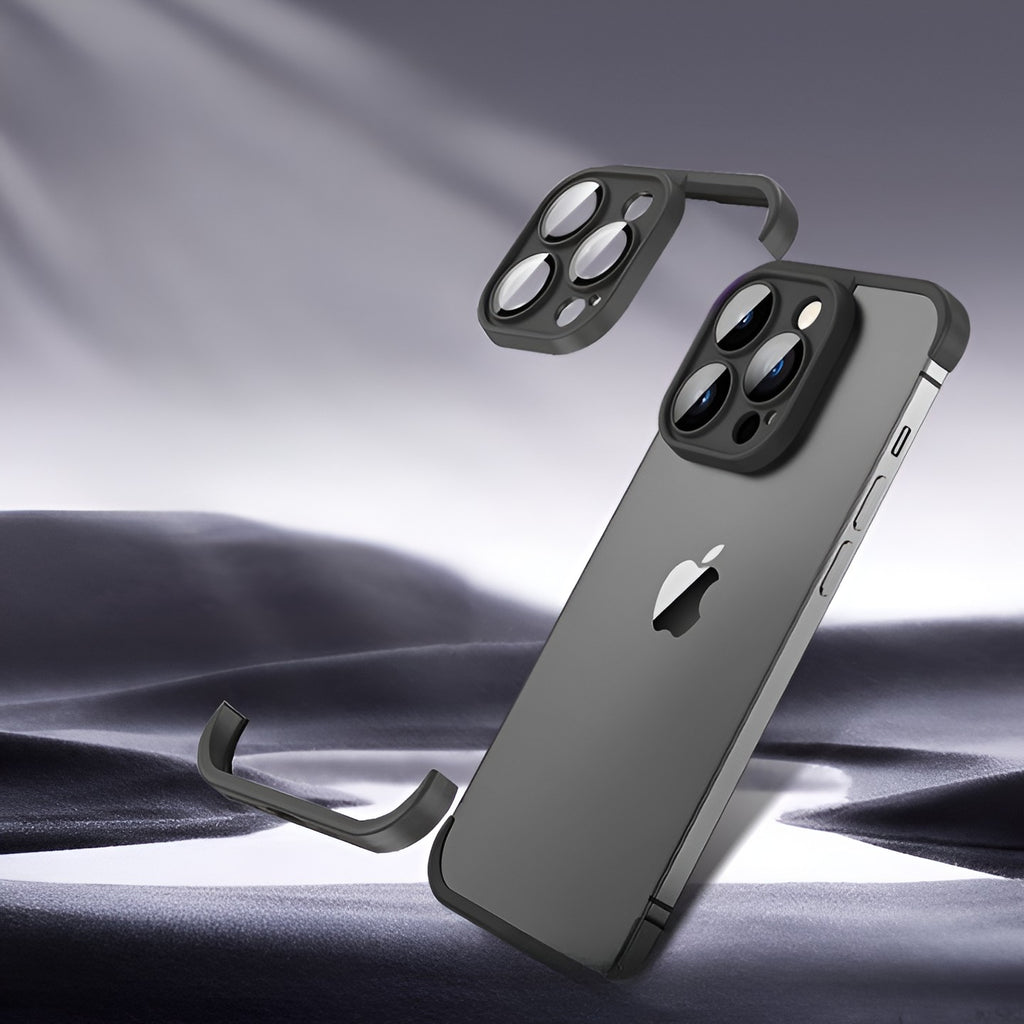 Husă iPhone 15 Pro, fără spate, doar colțuri și cameră, din TPU, negru