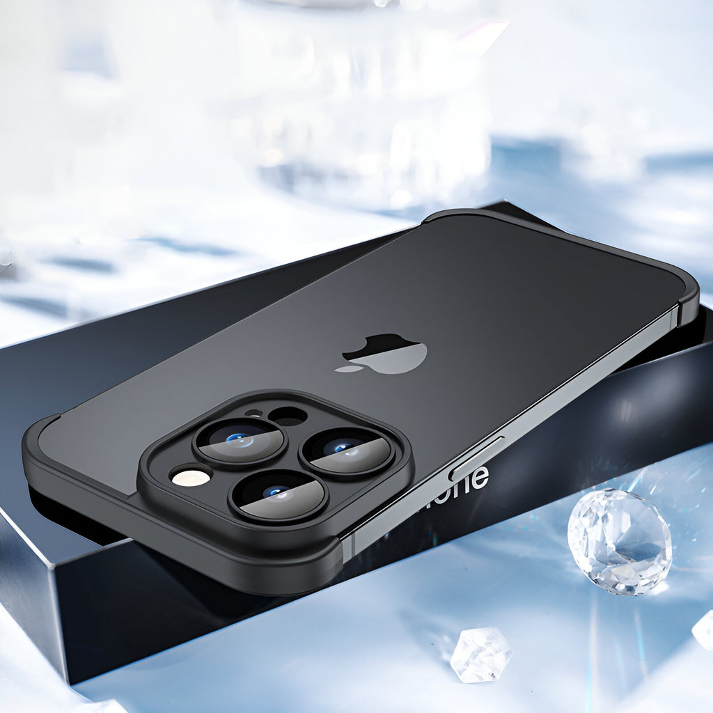 Husă iPhone 15 Pro, fără spate, doar colțuri și cameră, din TPU, negru