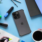 Husă iPhone 15 Pro, fără spate, doar colțuri și cameră, din TPU, negru