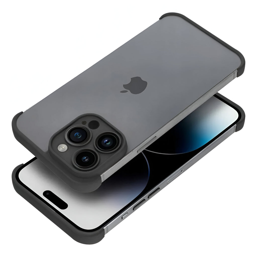 Husă iPhone 15 Pro, fără spate, doar colțuri și cameră, din TPU, negru