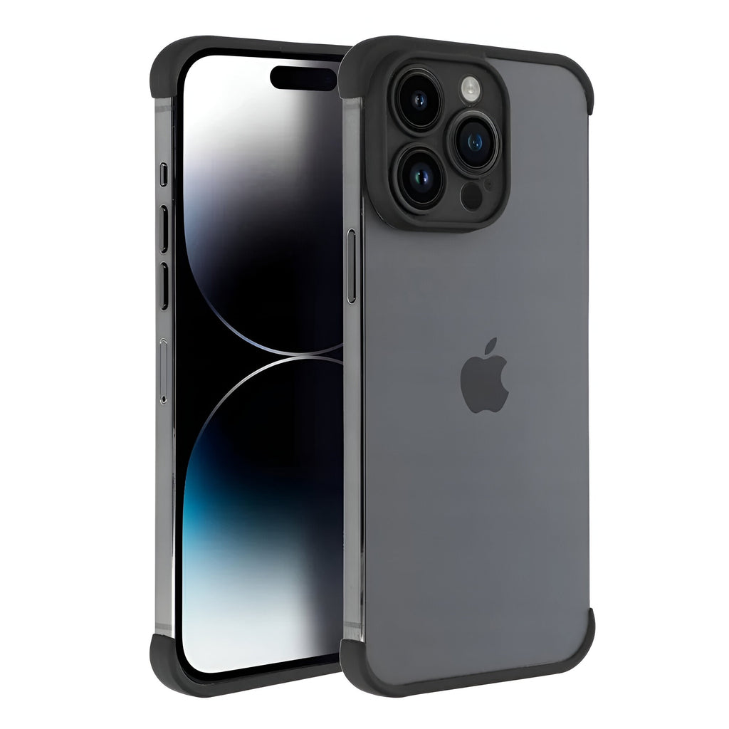 Husă iPhone 15 Pro, fără spate, doar colțuri și cameră, din TPU, negru