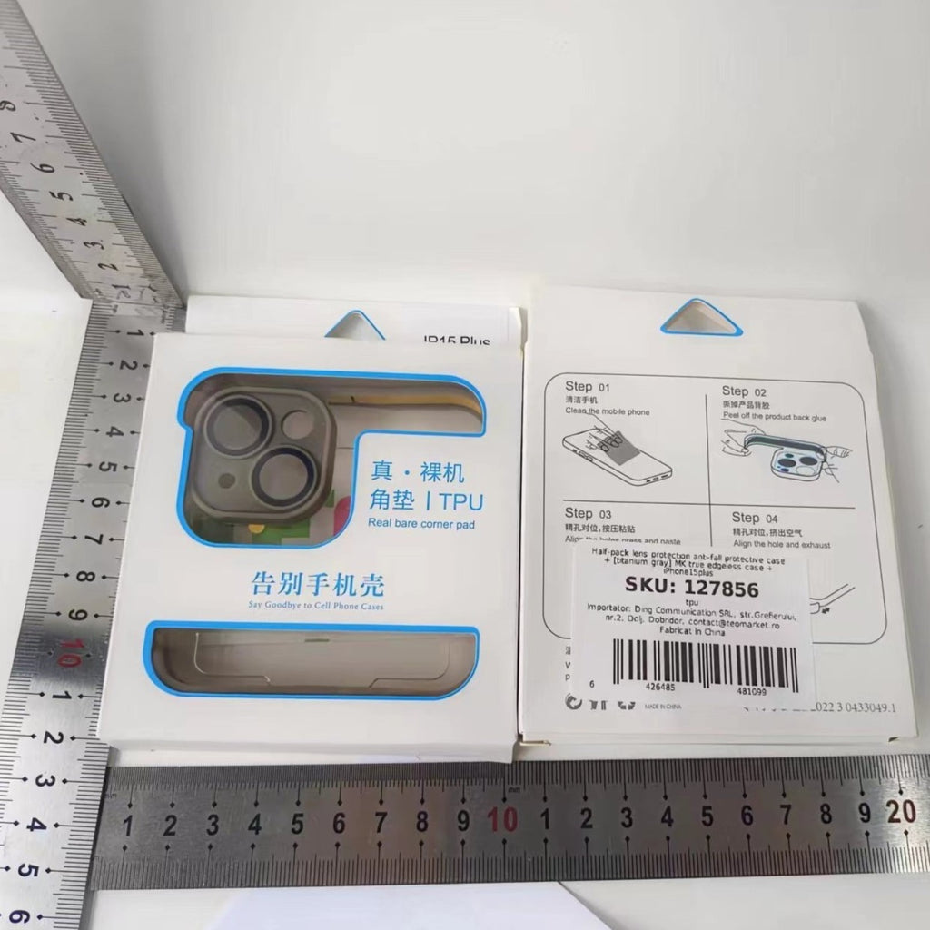 Husă iPhone 15 Pro, fără spate, doar colțuri și cameră, din TPU, negru