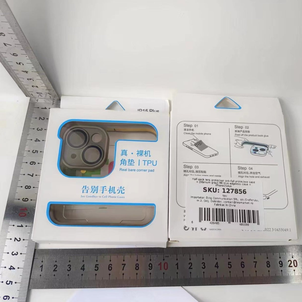 Husă iPhone 15 Pro, fără spate, doar colțuri și cameră, din TPU, negru