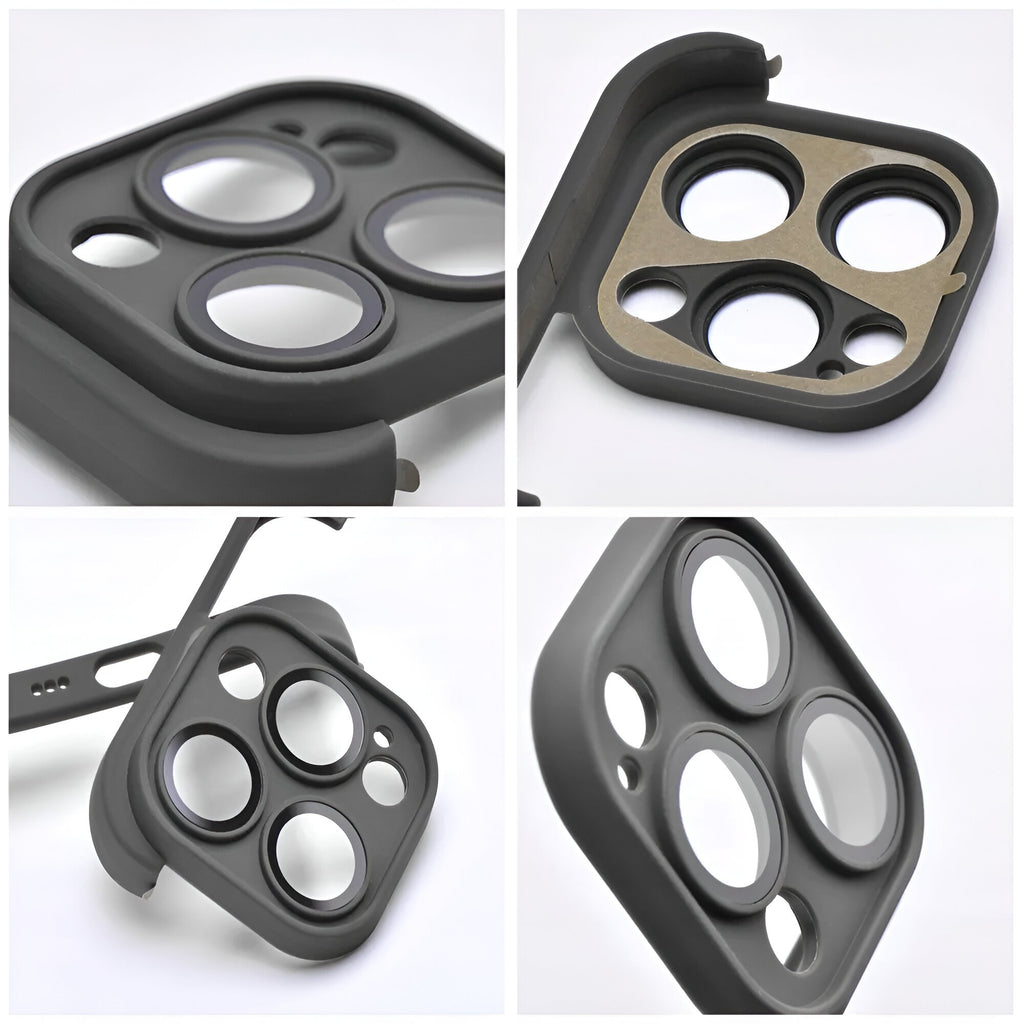 Husă iPhone 15 Pro, fără spate, doar colțuri și cameră, din TPU, negru