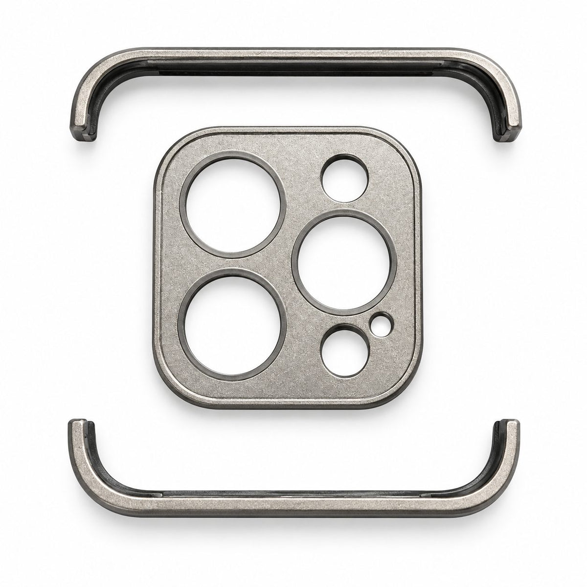 Husă iPhone 15 Pro, fără spate, doar colțuri și cameră, gri