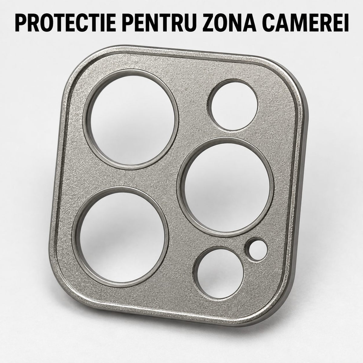 Husă iPhone 15 Pro, fără spate, doar colțuri și cameră, gri