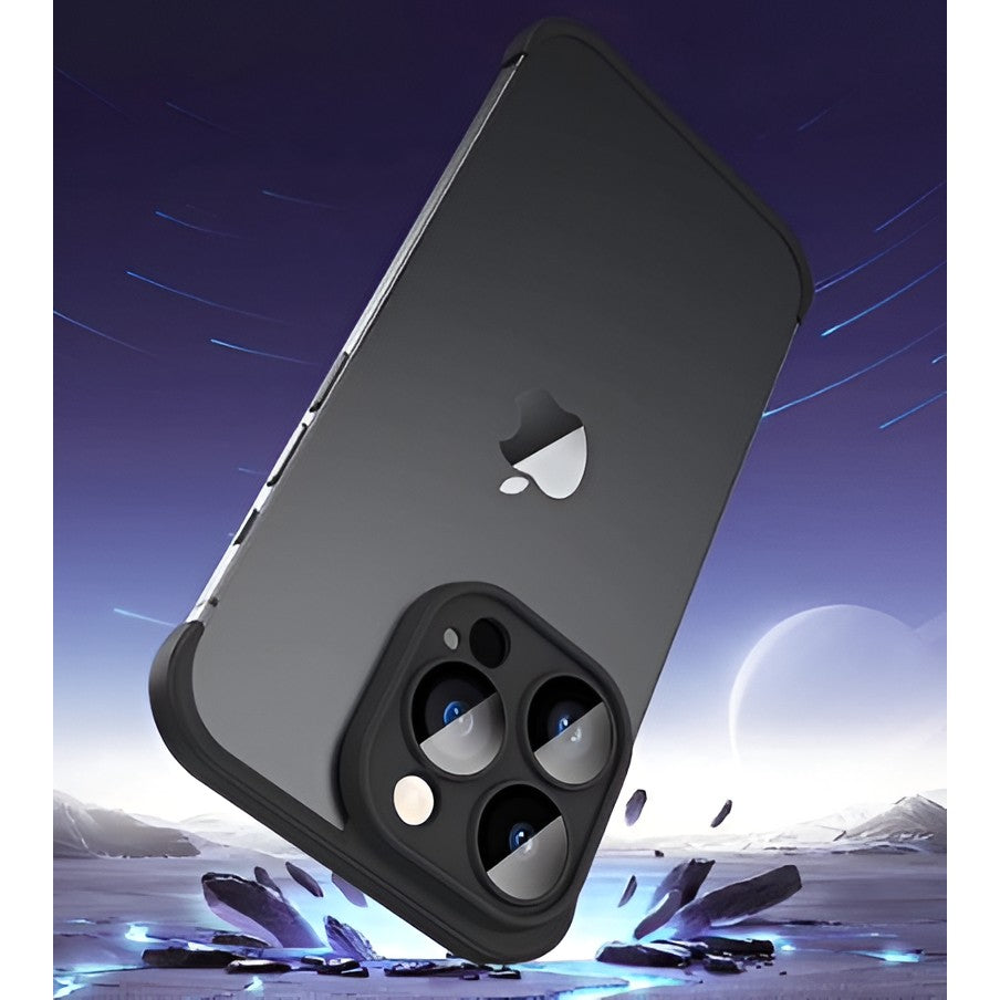 Husă iPhone 15 Pro, fără spate, doar colțuri și cameră, negru