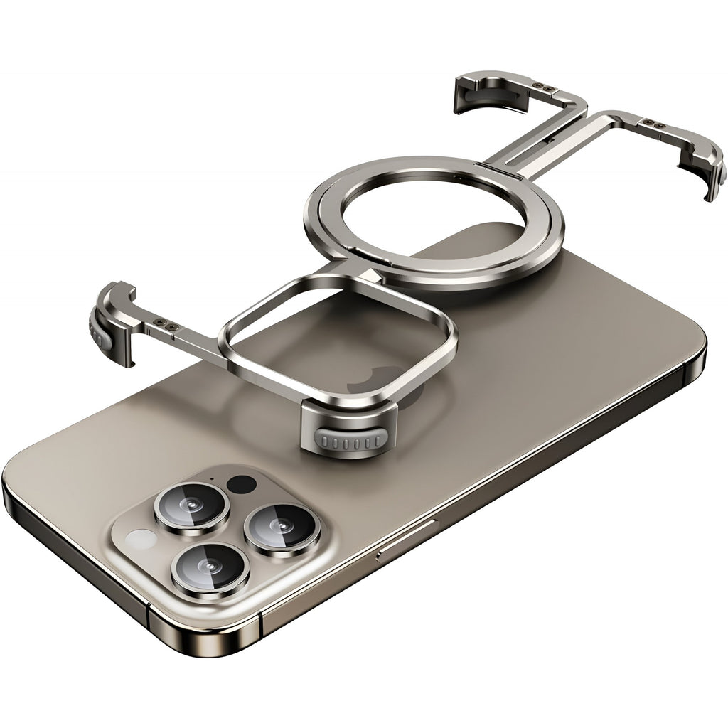 Husă iPhone 15 Pro, magnetică MagSafe, metalică fără ramă, gri