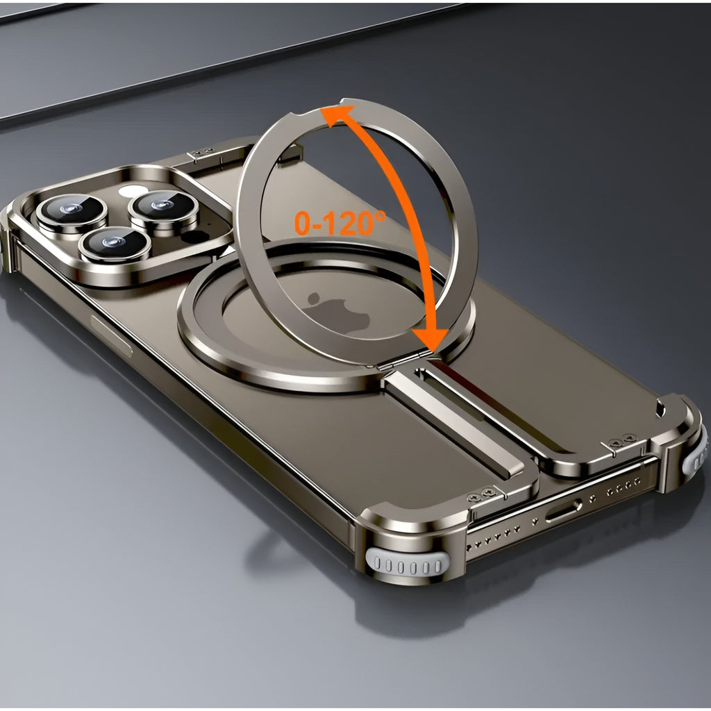 Husă iPhone 15 Pro, magnetică MagSafe, metalică fără ramă, gri