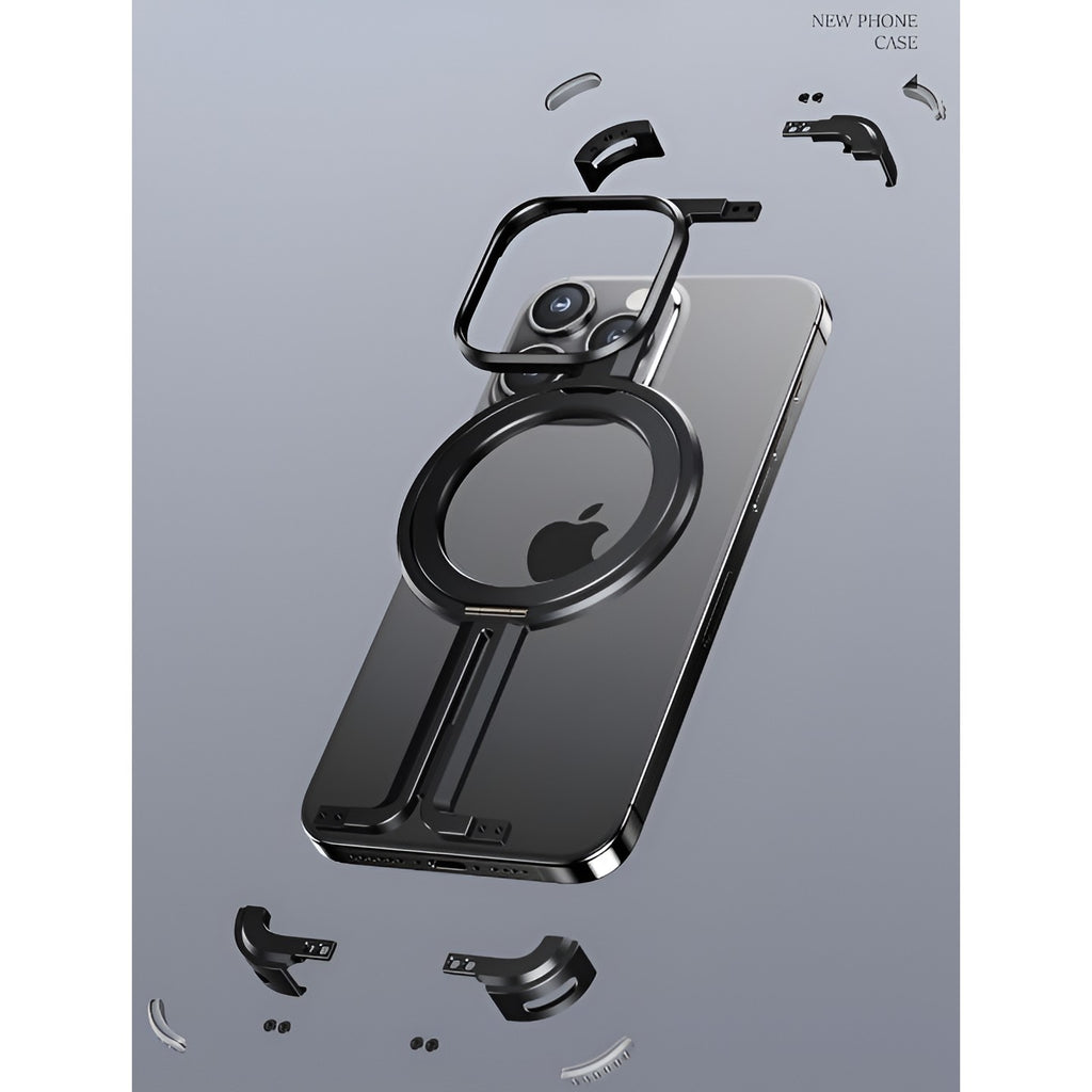 Husă iPhone 15 Pro, magnetică MagSafe, metalică fără ramă, negru