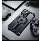Husă iPhone 15 Pro, magnetică MagSafe, metalică fără ramă, negru