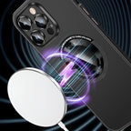 Husă iPhone 15 Pro, magnetică MagSafe, ramă metalică, negru