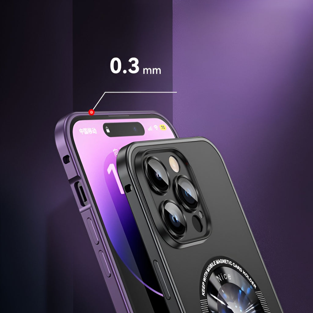 Husă iPhone 15 Pro, magnetică MagSafe, ramă metalică, negru