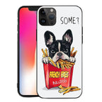Husă iPhone 15 Pro Max, antișoc, cu imprimeu buldog, transparent/albastru