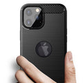 Husă iPhone 15 Pro Max, antișoc, cu model carbon, negru
