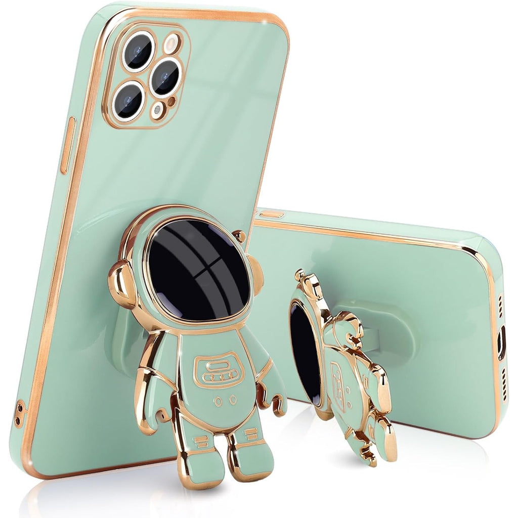 Husă iPhone 15 Pro Max, antișoc, cu suport în formă de astronaut, verde