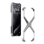 Husă iPhone 15 Pro Max, din aluminiu, cu ramă în X, gri