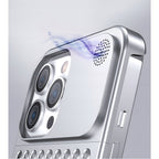 Husă iPhone 15 Pro Max, din aluminiu, perforată, argintiu