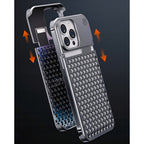 Husă iPhone 15 Pro Max, din aluminiu, perforată, argintiu