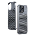 Husă iPhone 15 Pro Max, din aluminiu, perforată, gri