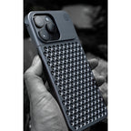 Husă iPhone 15 Pro Max, din aluminiu, perforată, gri
