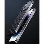 Husă iPhone 15 Pro Max, din aluminiu, perforată, gri