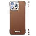 Husă iPhone 15 Pro Max, din piele ecologică, fără margini, maro