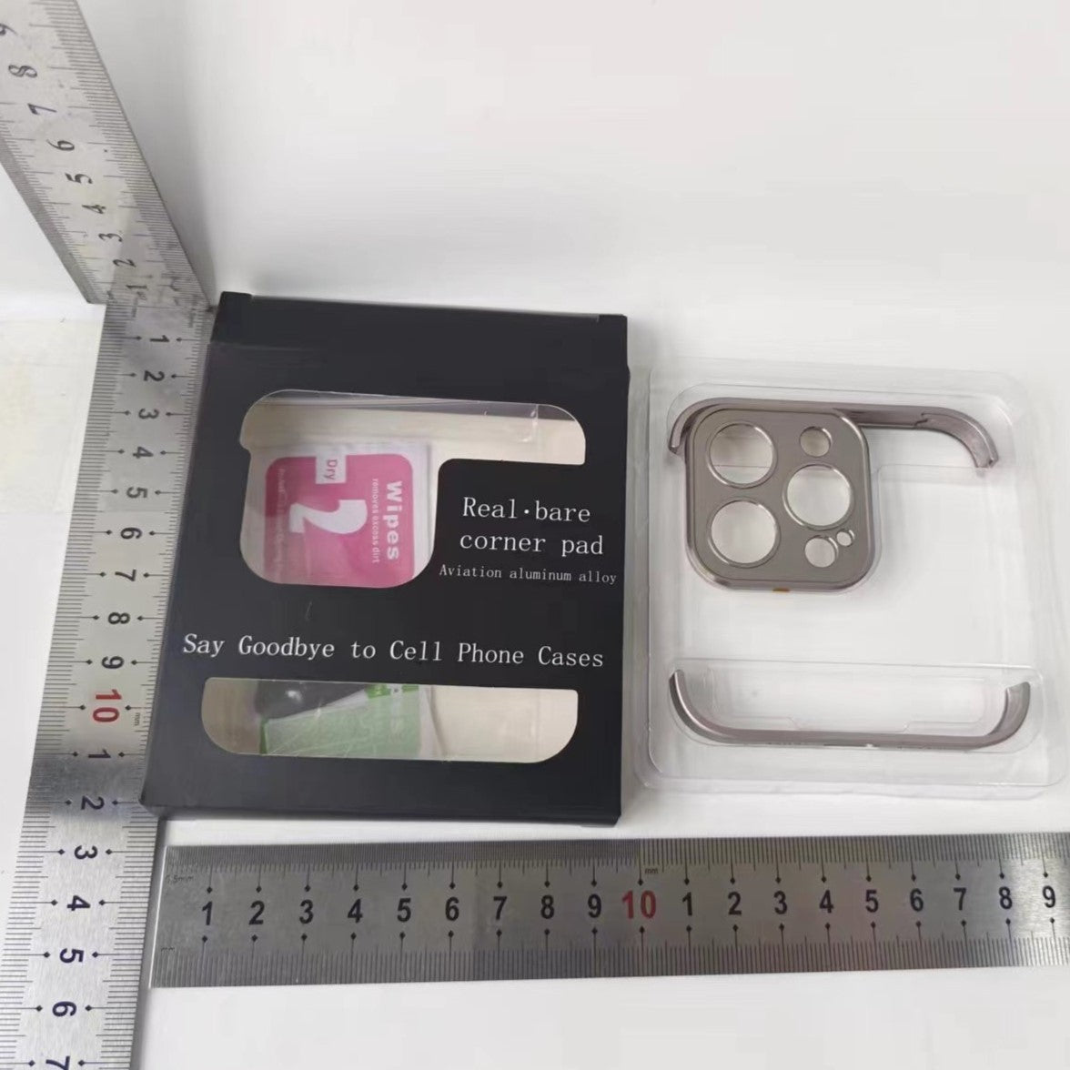 Husă iPhone 15 Pro Max, fără spate, doar colțuri și cameră, gri