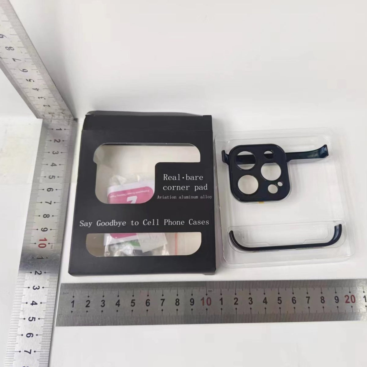 Husă iPhone 15 Pro Max, fără spate, doar colțuri și cameră, negru