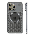 Husă iPhone 15 Pro Max, magnetică MagSafe, din aluminiu perforat, negru