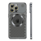 Husă iPhone 15 Pro Max, magnetică MagSafe, din aluminiu perforat, negru