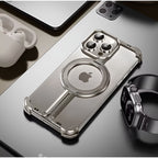 Husă iPhone 15 Pro Max, magnetică MagSafe, metalică fără ramă, gri
