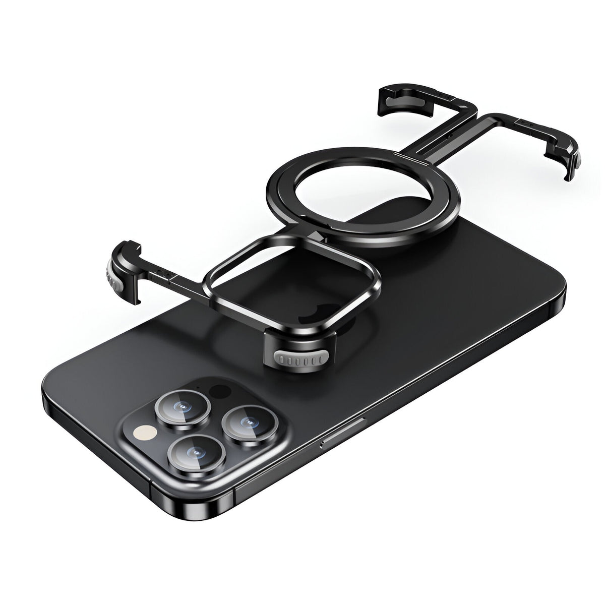 Husă iPhone 15 Pro Max, magnetică MagSafe, metalică fără ramă, negru