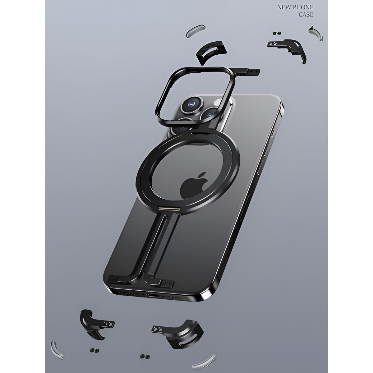 Husă iPhone 15 Pro Max, magnetică MagSafe, metalică fără ramă, negru