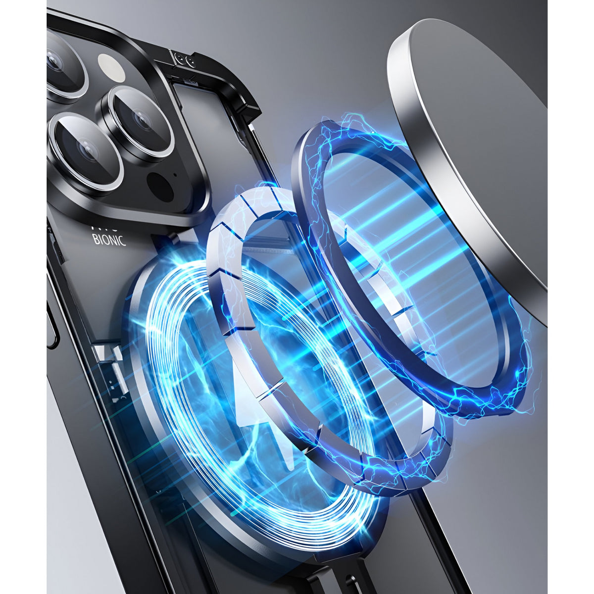Husă iPhone 15 Pro Max, magnetică MagSafe, metalică fără ramă, negru