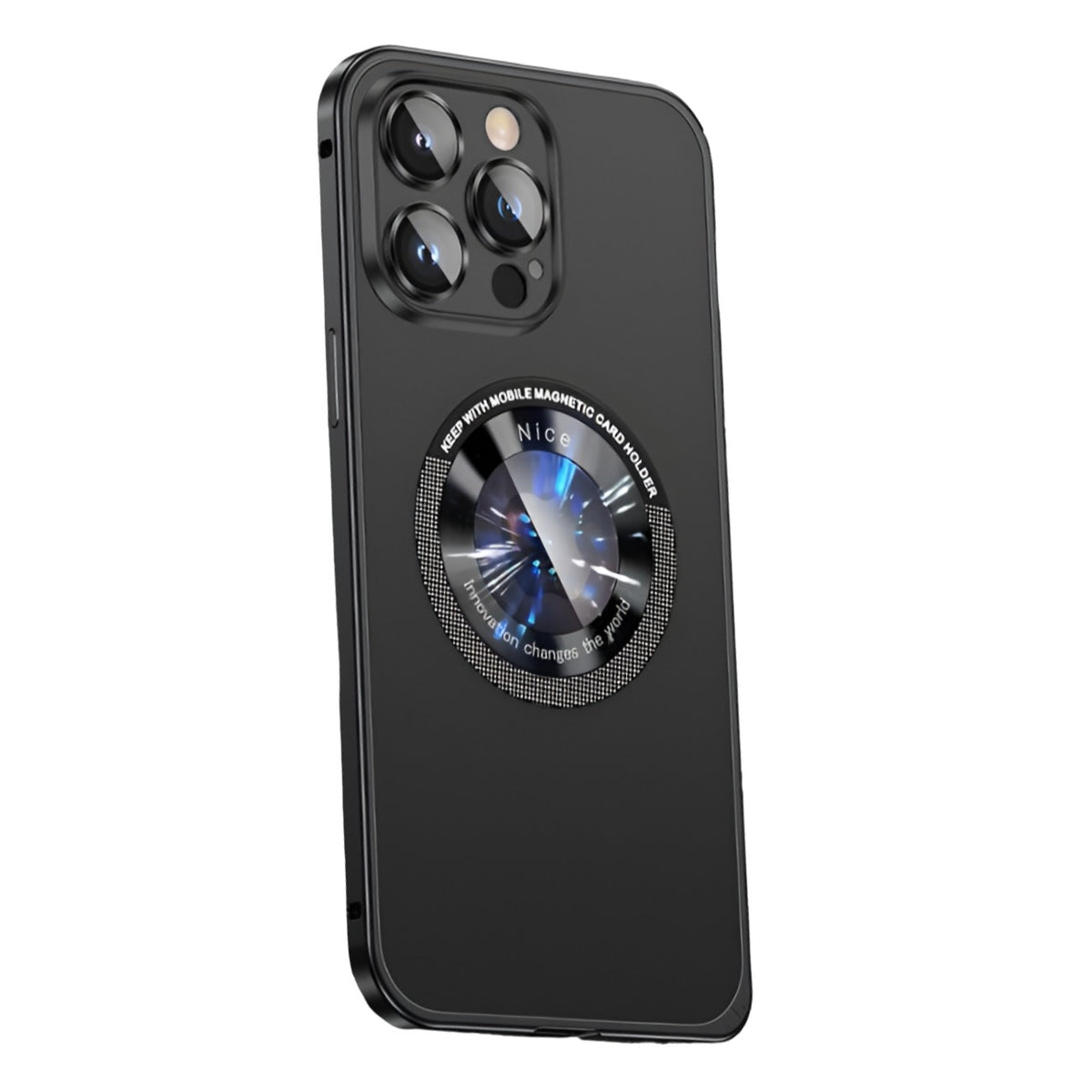 Husă iPhone 15 Pro Max, magnetică MagSafe, ramă metalică, negru