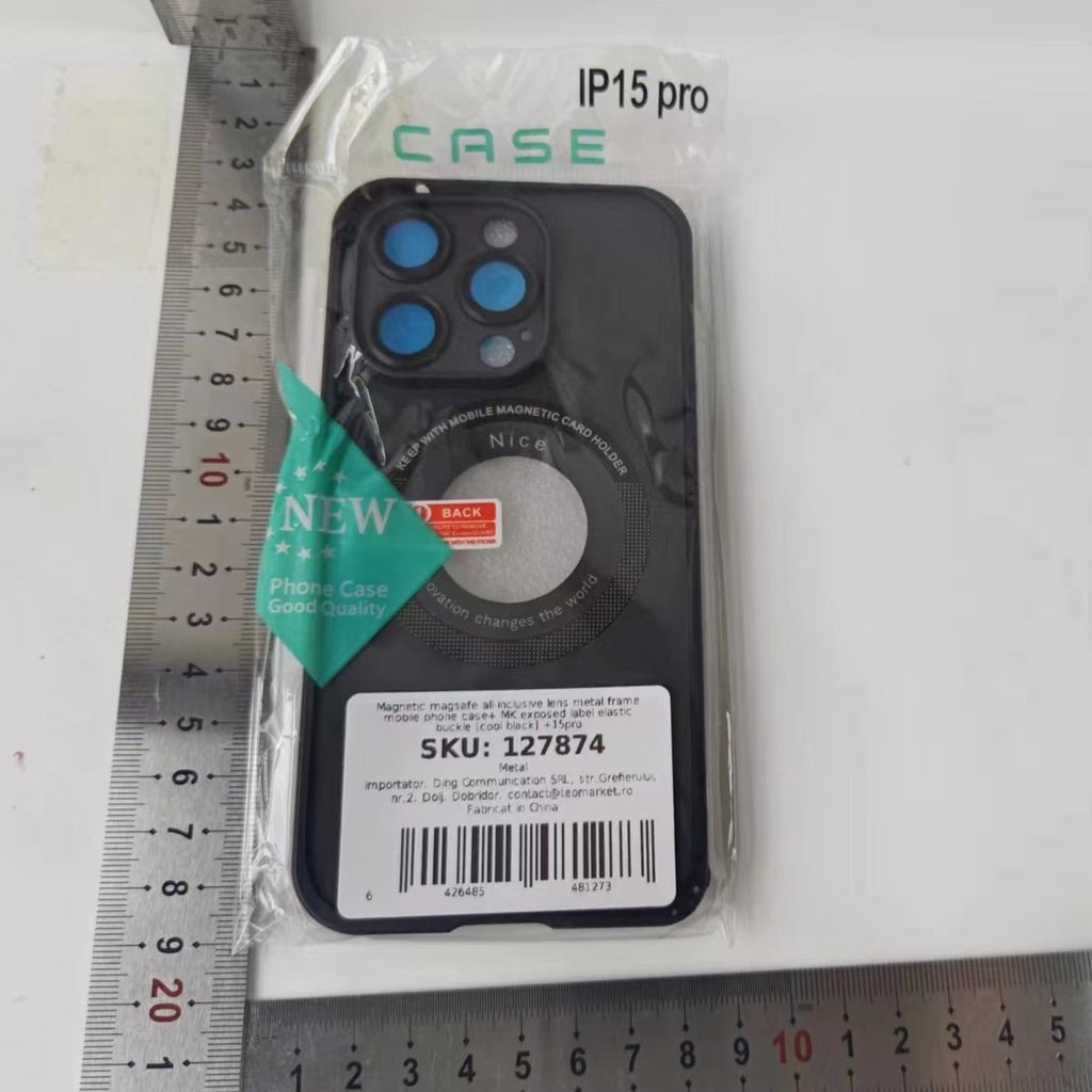 Husă iPhone 15 Pro Max, magnetică MagSafe, ramă metalică, negru