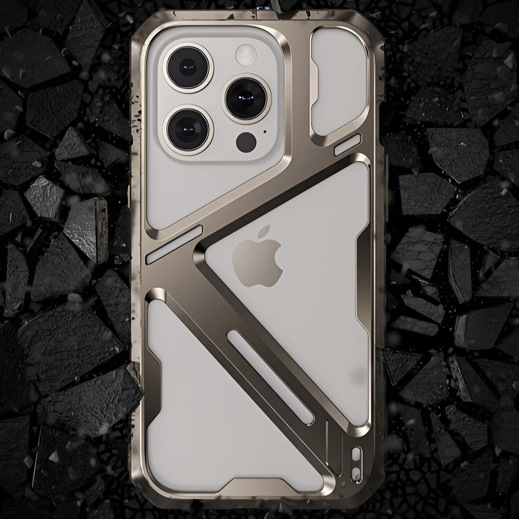 Husă iPhone 15 Pro Max, metalică, tip armură, gri